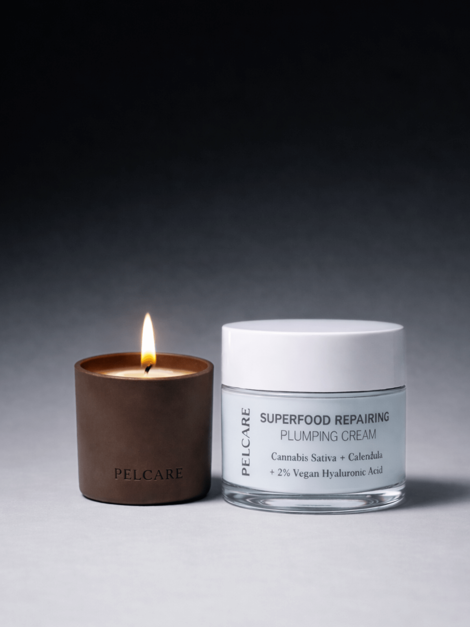 Pelcare Calming Ritual Set with Superfood Repairing Plumping Cream and Saffron Soya Candle