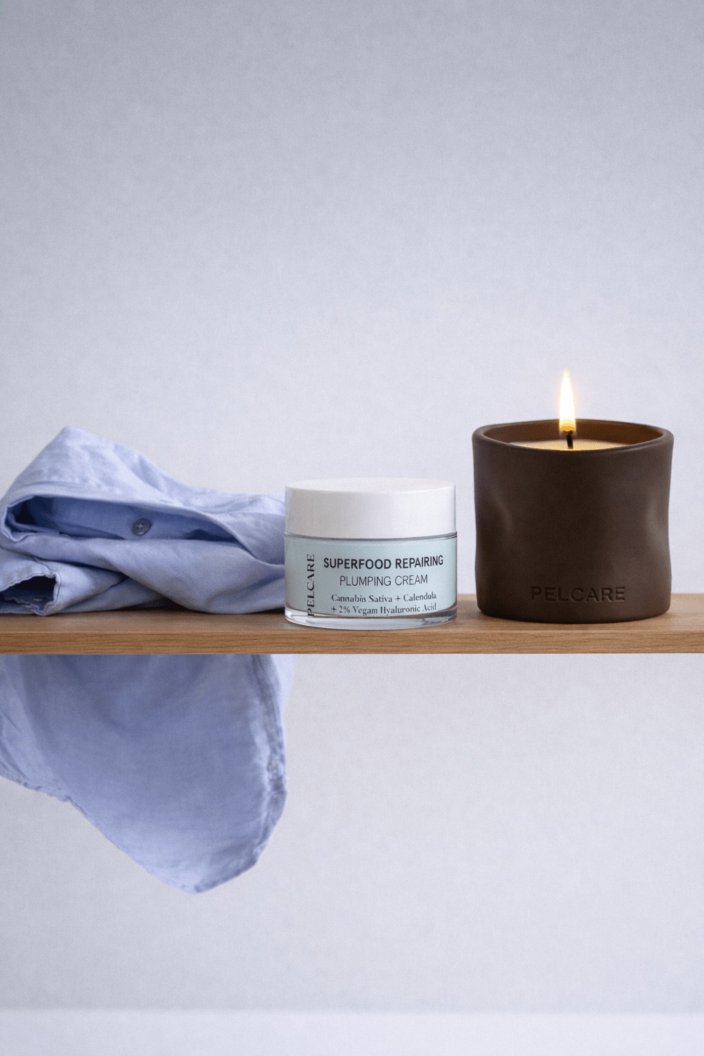 Pelcare Calming Ritual Set with Superfood Repairing Plumping Cream and Saffron Soya Candle